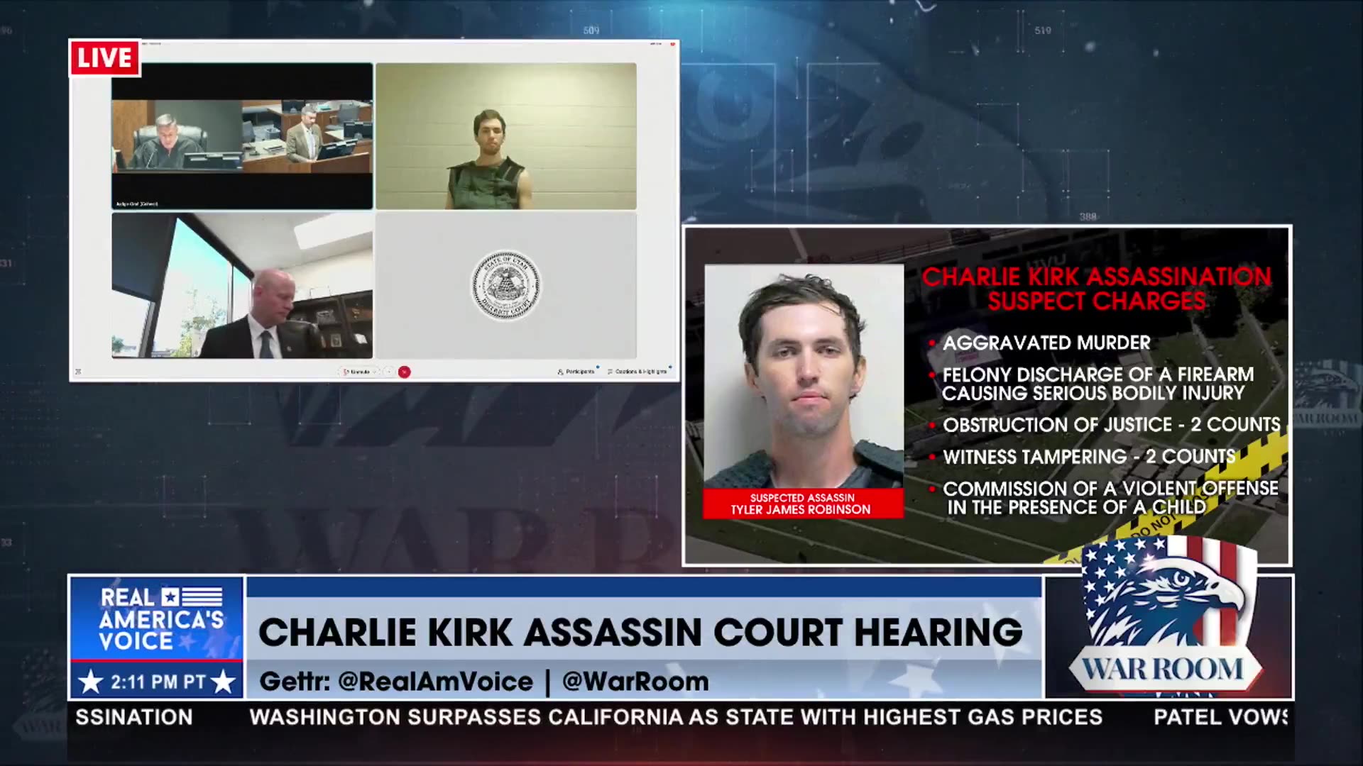 TYLER ROBISONâS CHARGES ARE READ ALOUD IN COURT BY THE JUDGE