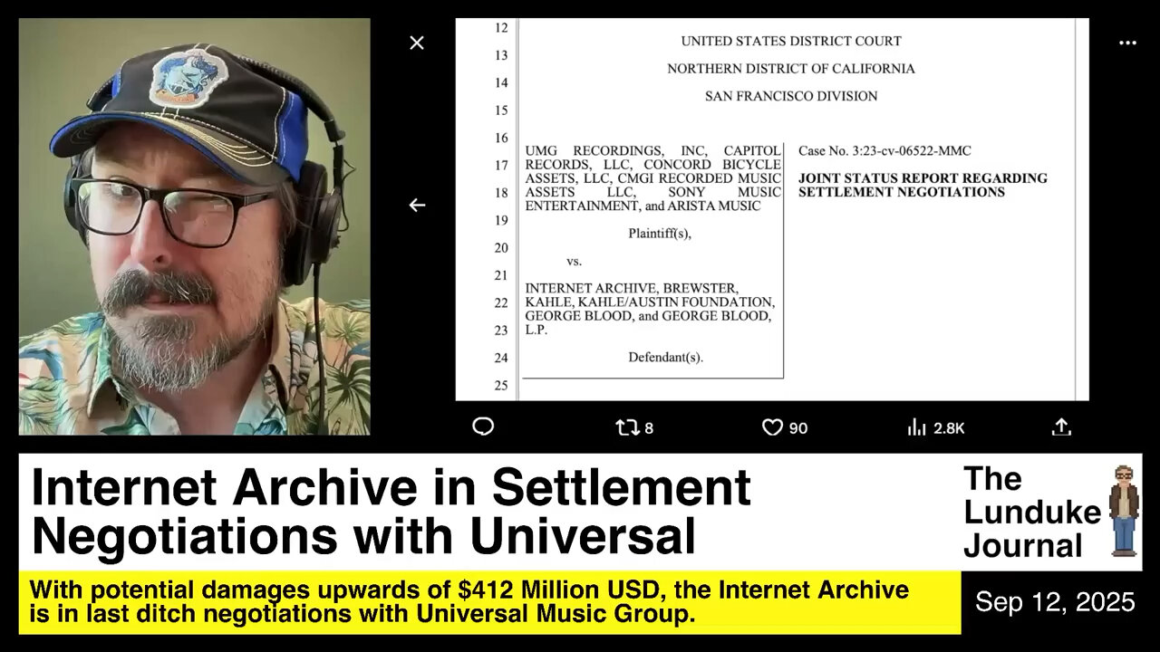 Internet Archive in Settlement Negotiations with Universal