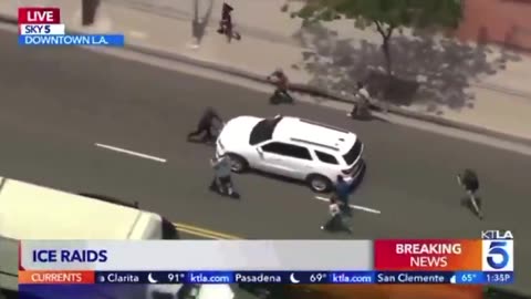 Anti-ICE protester gets struck by SUV involved with Los Angeles ICE raid