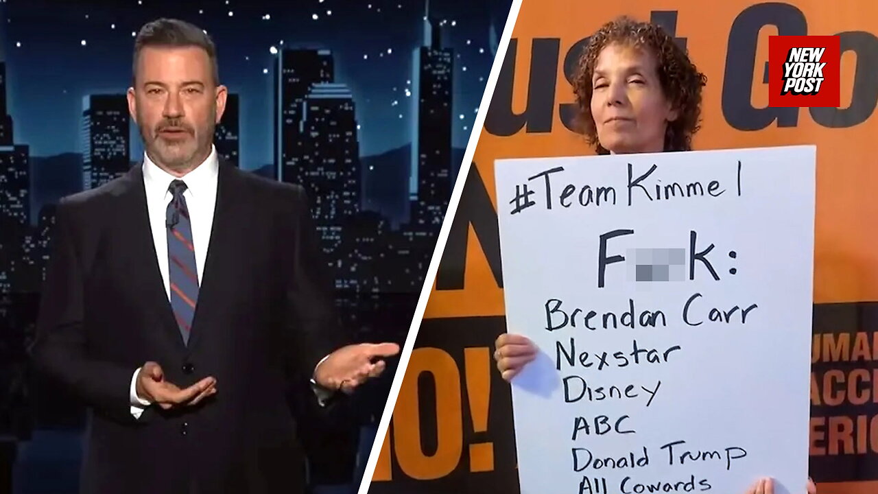 Fascism! Protesters rage outside Jimmy Kimmel studio after show pulled over Kirk comments
