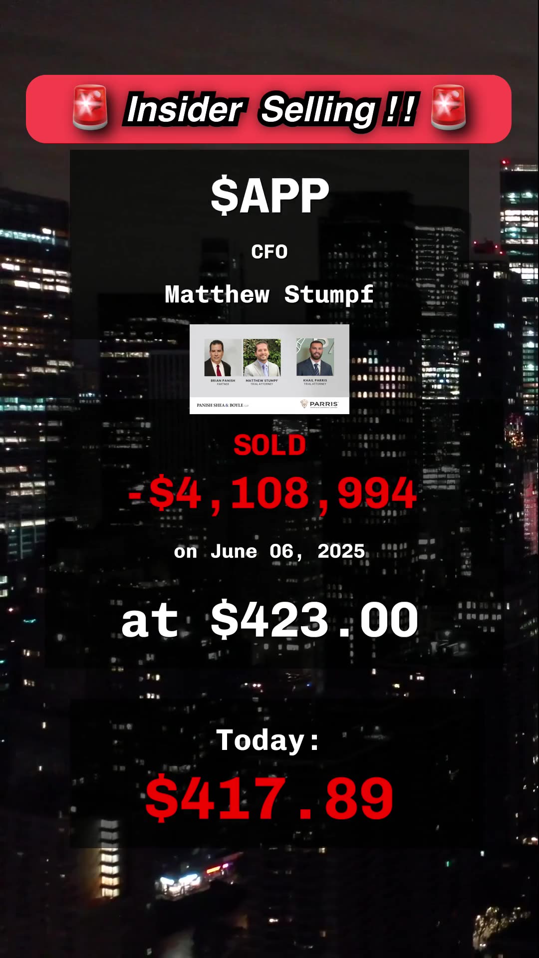 π₯ insider selling at $FTNT, $APP, $PYPL, $VRT #insidertrading #stocks #finance