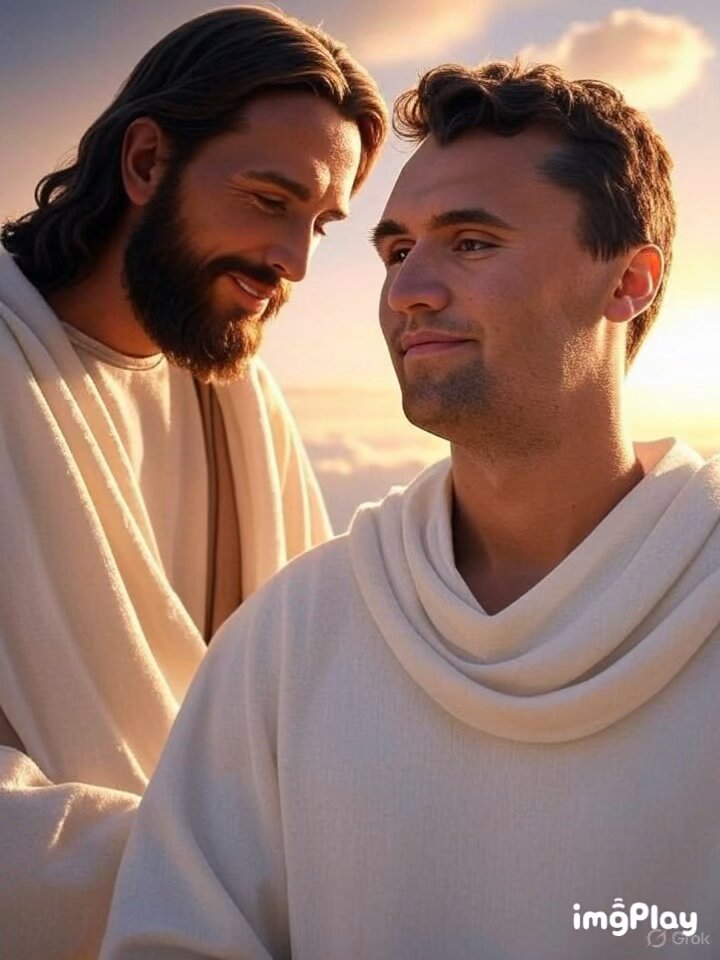 A Picture Of Charlie Kirk With Jesus In Heaven (Charlie Kirk Tribute)