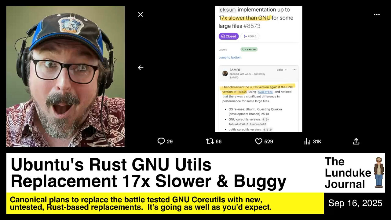 Ubuntus Rust GNU Utils Replacement 17x Slower & Buggy