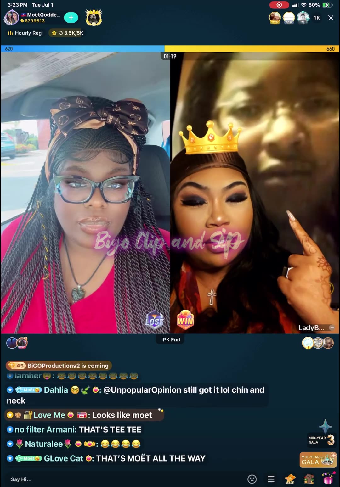 Moet listens to Papi vs Savanna team PK-lines Lady D n asks her opinion 7/1/25 #bigoclipandsip