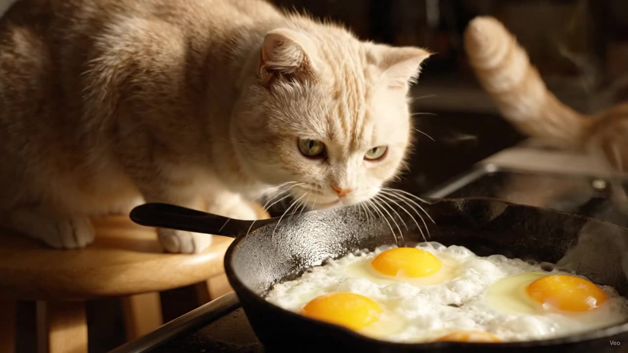 Cat Cannot Handle the Smell of Fried Eggs 🍳