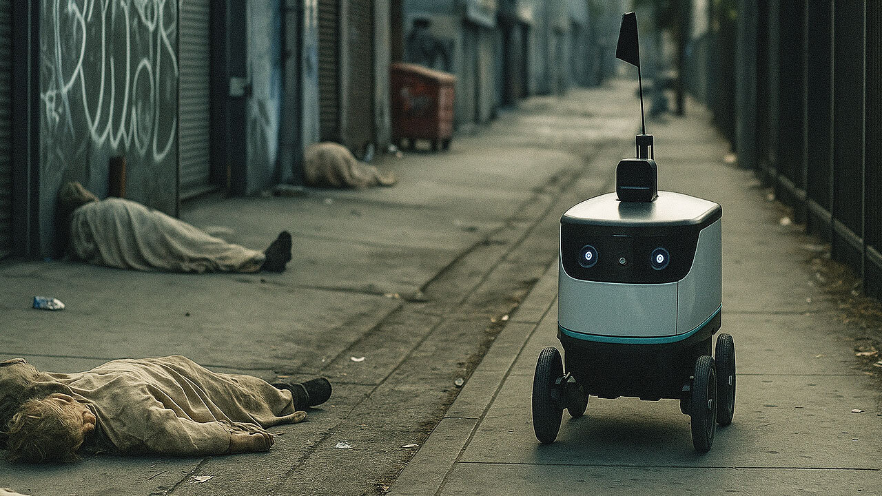 Dystopian L.A.? Robot Navigates Mannequin Bodies in Orwellian Crime Scene