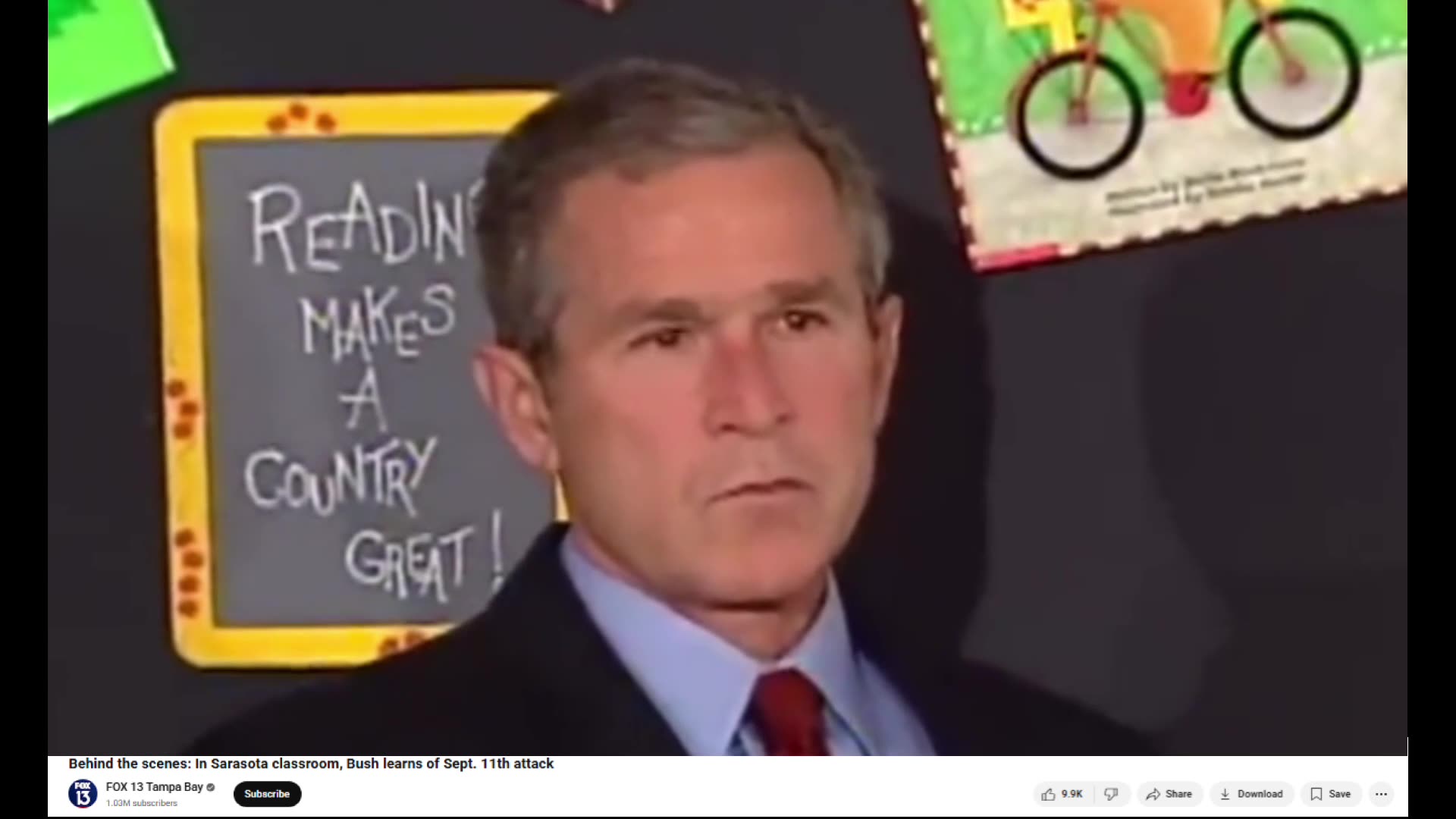 Archival HD Version: George Bush - 9/11 - Classroom (Fox Footage) - Steel — Plane — Hit —-