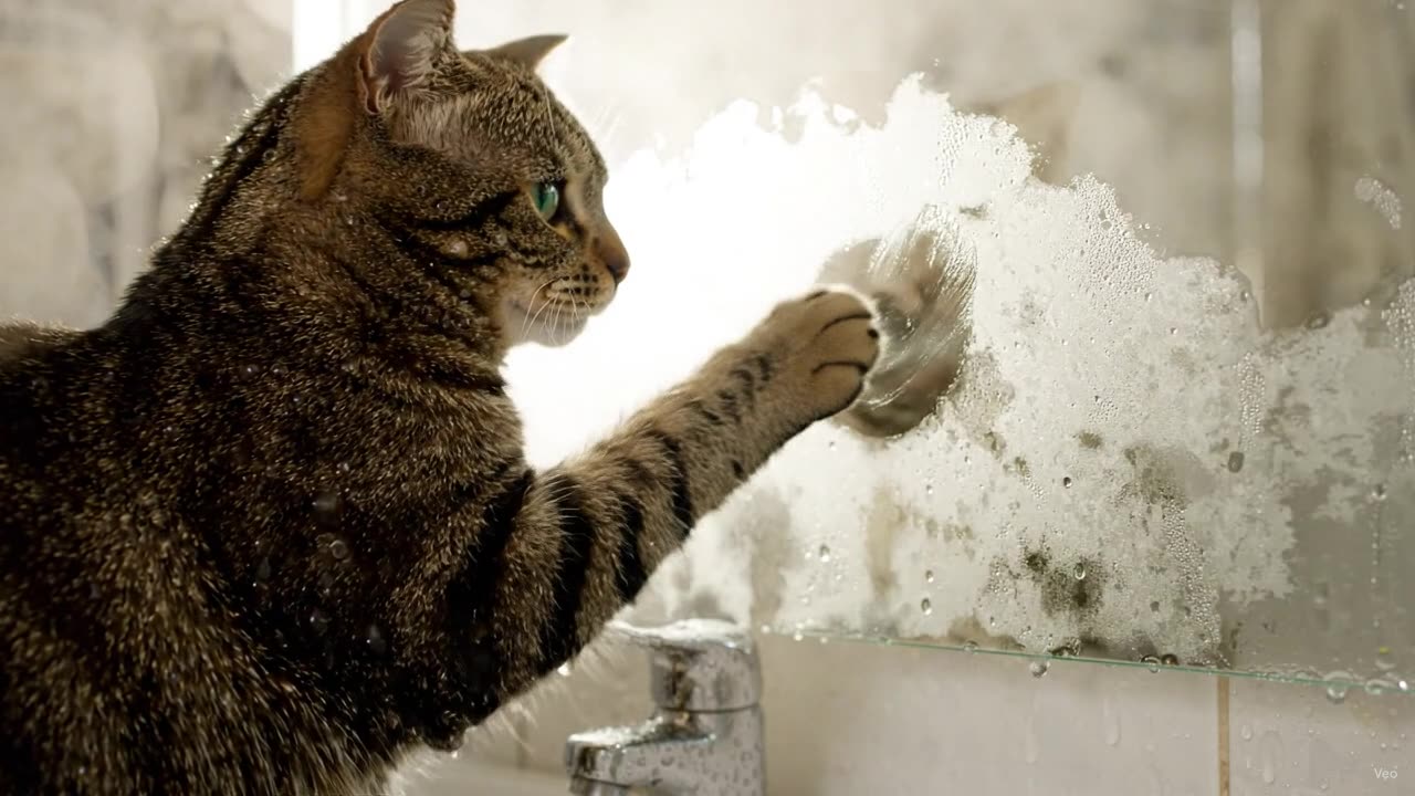 Cat Sees Its Own Reflection... And Freaks Out 😳