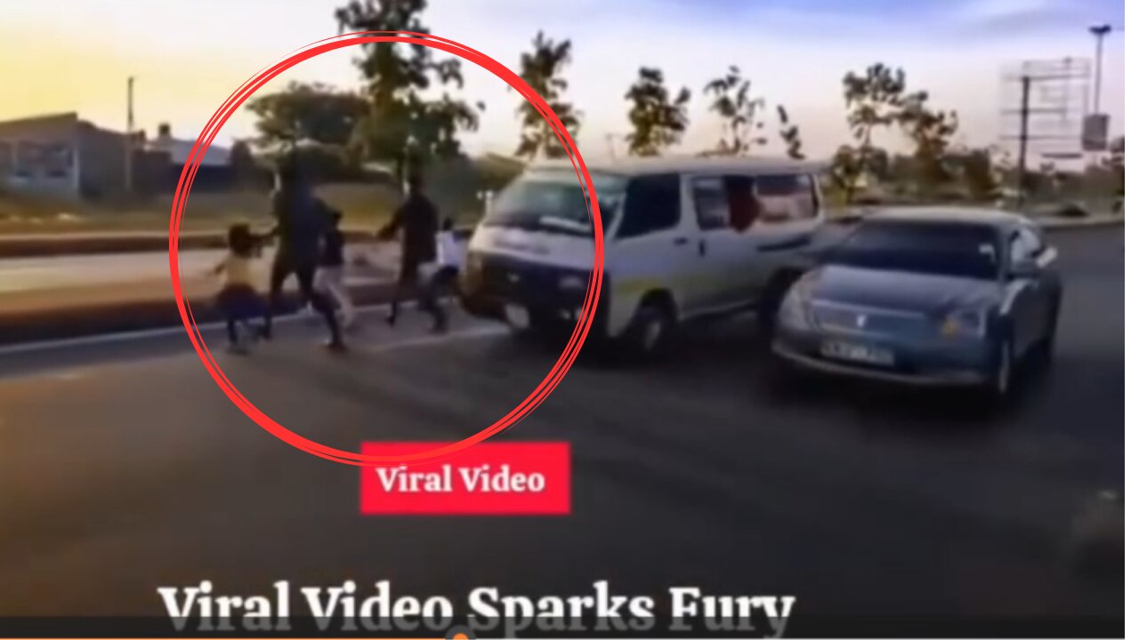 Children Nearly Hit By Cars Crossing Busy Highway (Dashcam Video)