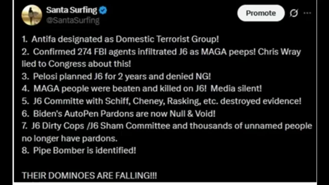 Santa Surfing 12/5/2025 - Trump this is war! J6 Pipe Bomber caught!