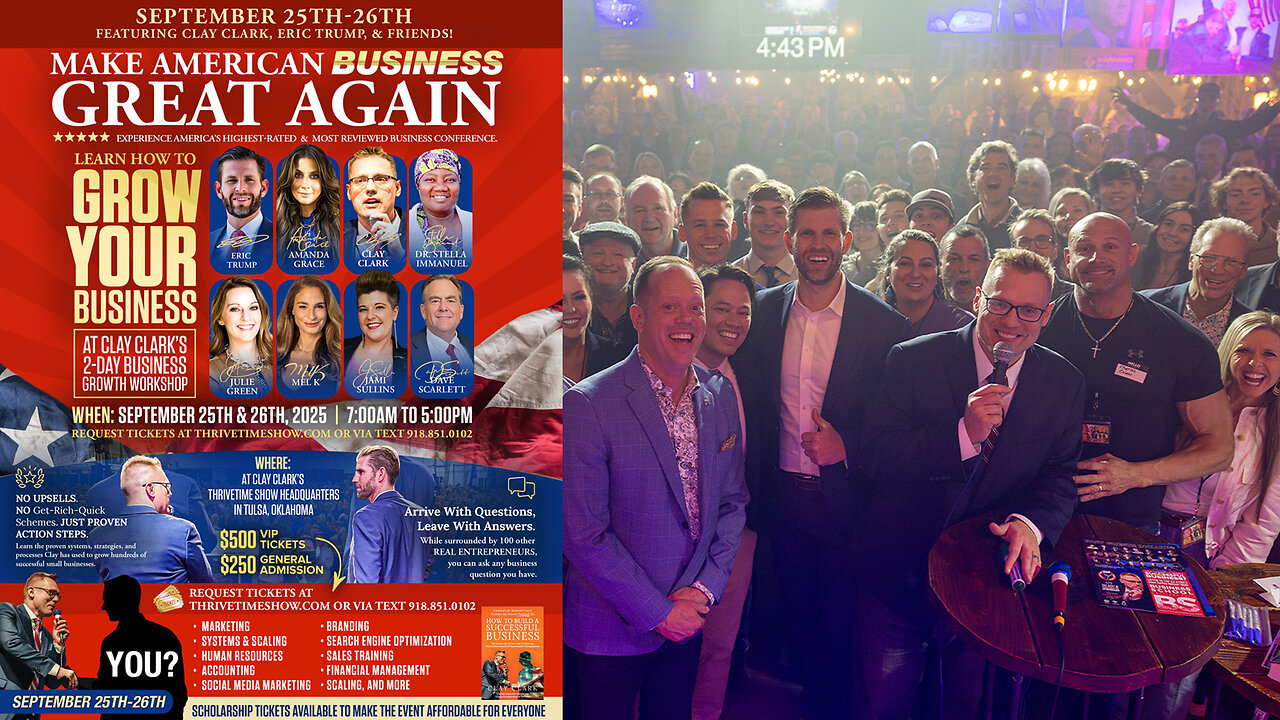 Eric Trump | Join Eric Trump At Clay Clarks Sept. 25-26 Business Conference In Tulsa, Oklahoma (192 Tickets Remain) + Learn Marketing, Sales, Linear Workflow Design, Finance, Systems, Etc + Request Tix Via Text 918-851-0102