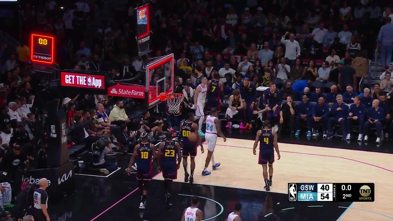 NBA Tyler Herro side-steps and beats the halftime buzzer from 3! ๐จ What a tough shot.