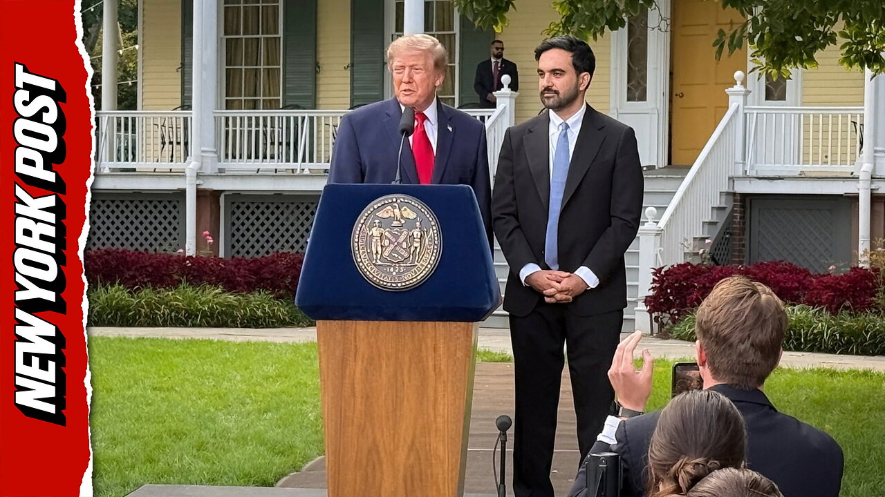 Trump laughs off media boycott claims during packed briefing with Mamdani thumbnail