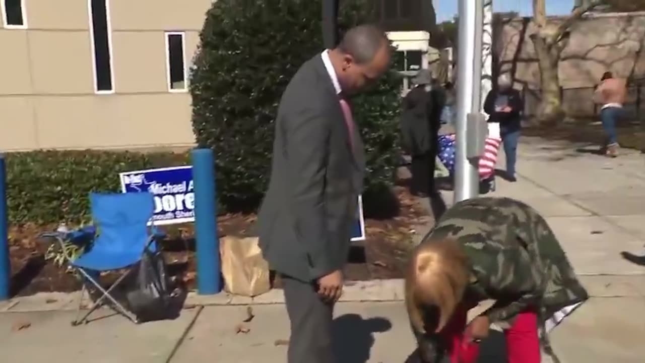 Jay Jones just attempted to kick a dog outside a Virginia polling station.