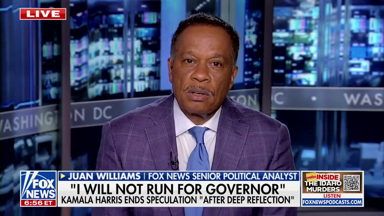 Juan Williams Suggests Real Reason Kamala Isnt Running For Governor