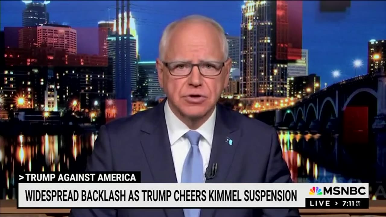 How Democracy Dies: Tim Walz Goes Full Apocalypse Over Jimmy Kimmel Getting Yanked Off Air