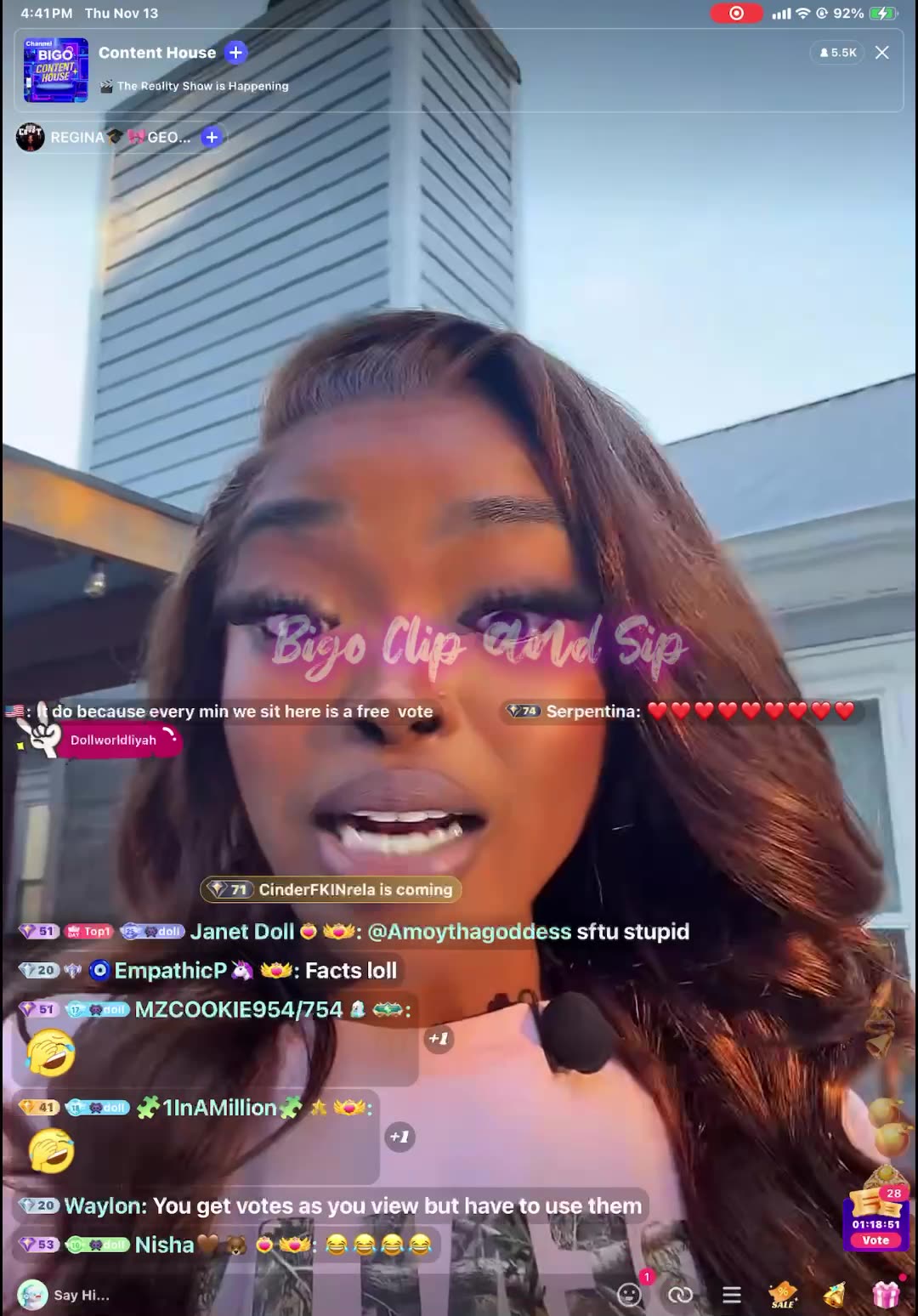 Liyah says Finesse is being disloyal to Maj after voting against him 11/13/25 #bigoclipandsip