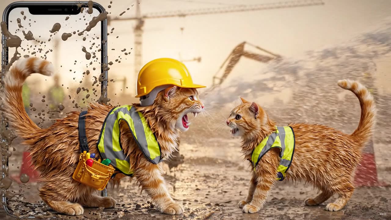😂 Funny Cats at a Construction Site! AI Cat Fail Goes Viral 🐱🔨 | Funny Animal Video
