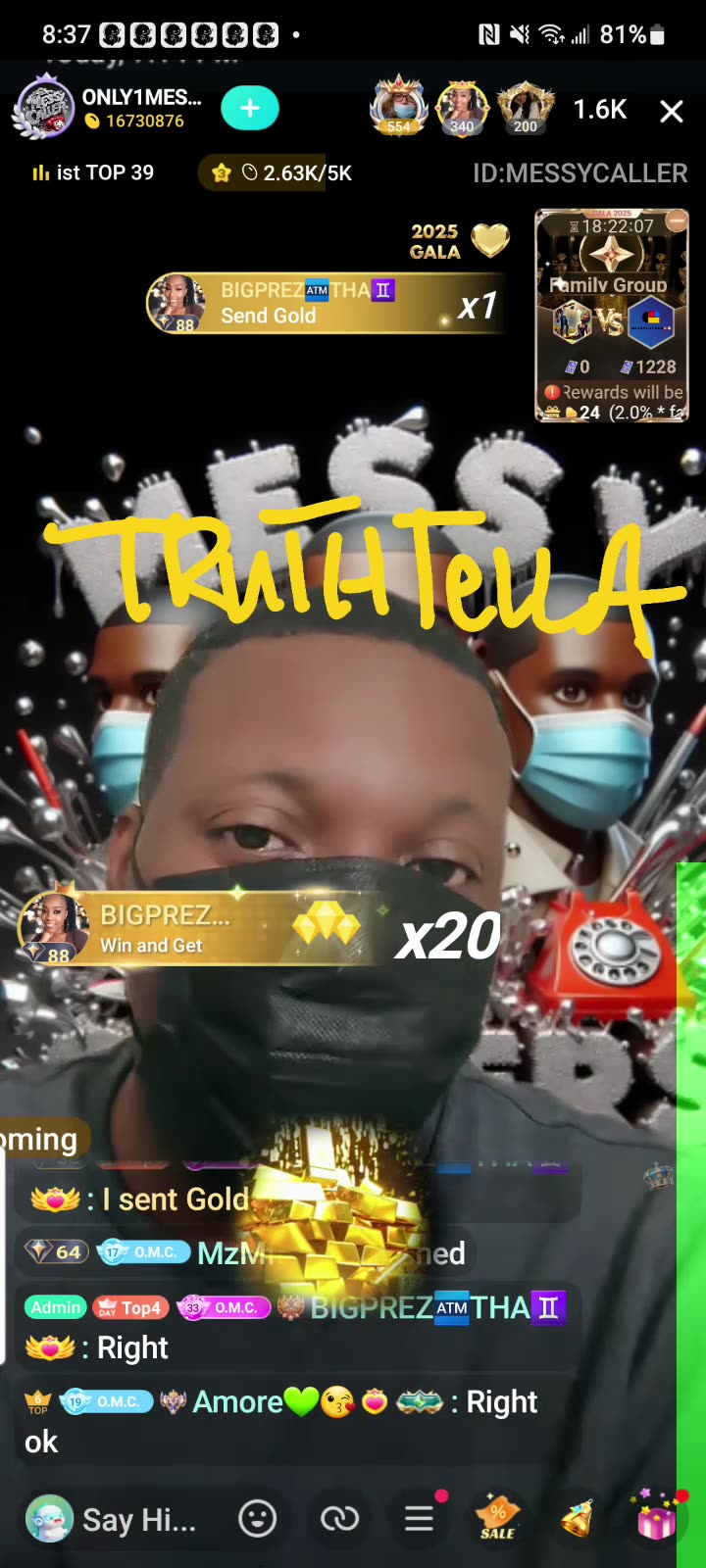 MESSY CALLER MORNING POINTLESS SHIT SHOW LIFELESS AS USUAL UNTIL QUEEN TOMIKAY NAME POPS UP ALLEGEDLY LOANING HALF THE APP MONEY FURTHER PROVING SHE HAS THE BIGGEST HEART ON BIGO & THE DEEPEST POCKETS THIS WHY SHE THE QUEEN AINT NO CONTENT W/O HER