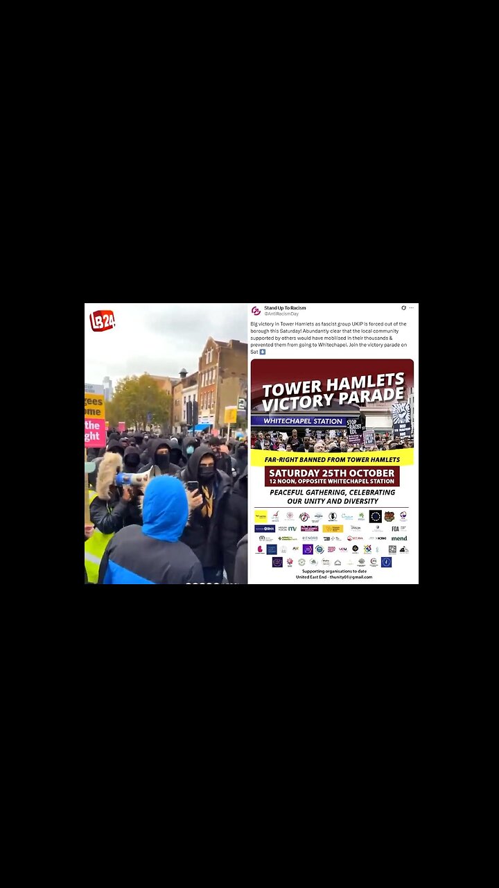 Islamists tell their Commie Sponsors & Trade Unions, theyre NOT ON THE SAME SIDE at Tower Hamlets VICTORY PARADE