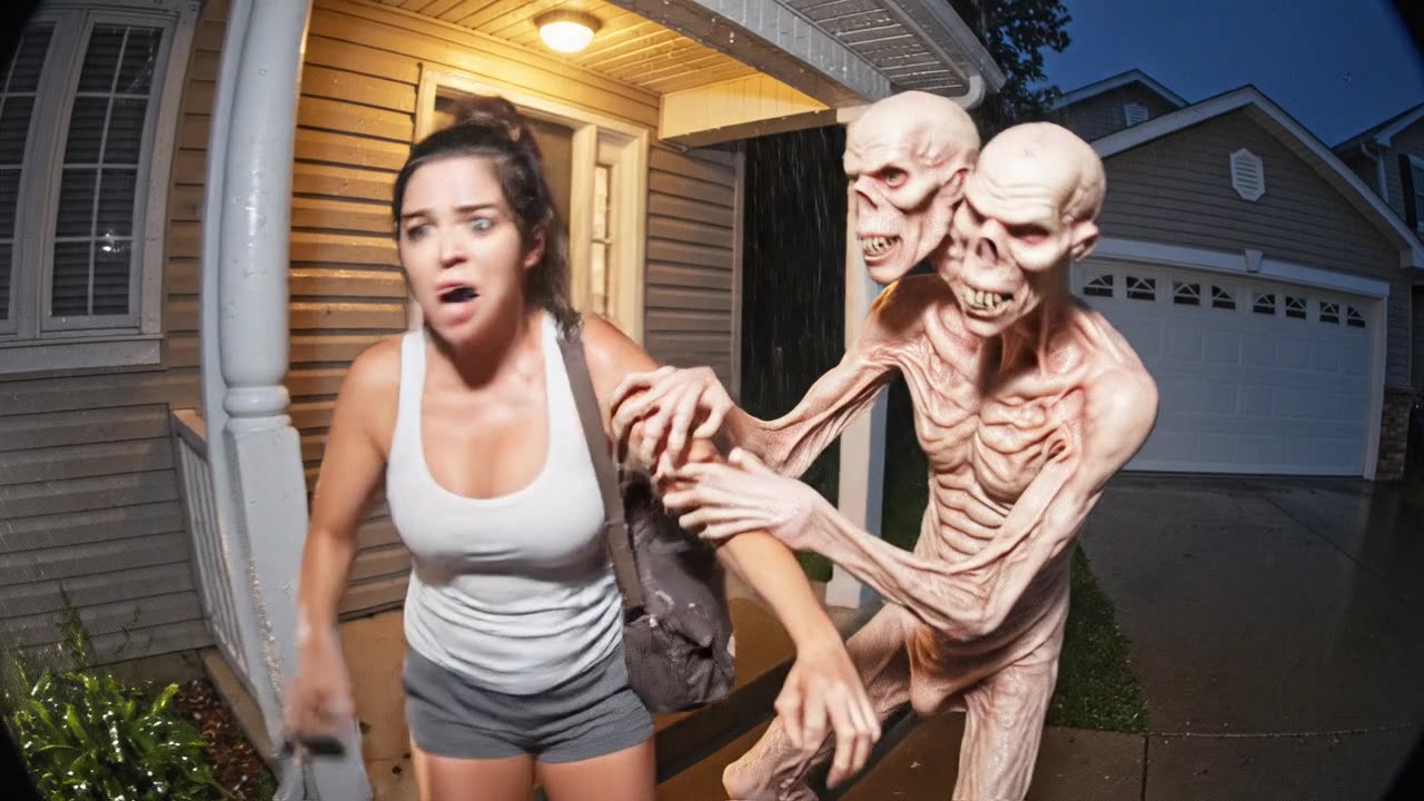 😱 Woman - Funny Girls Scarry Pranks Caught on Doorbell Camera! Viral Video - Curvy Girl Model
