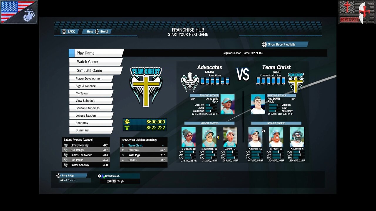 Based Sportsball 2025: Regular Season - Game #142 [Team Christ vs. Advocates]