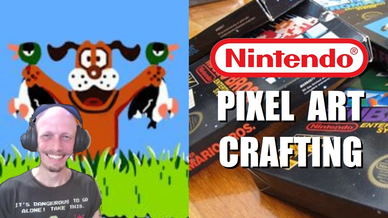 Cross-Stitch Pixel Art Crafting a Happy Dog Catching the Ducks in Duck Hunt (NES)