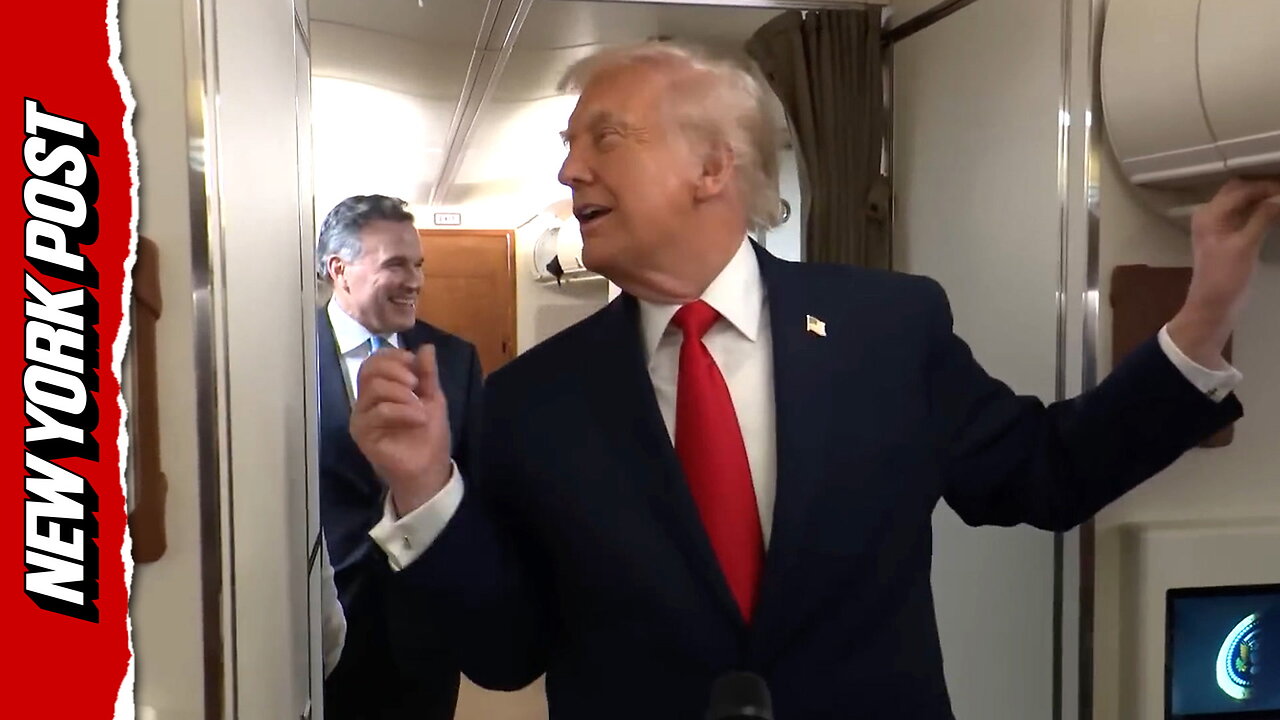 Come on out: Trump jokes as someone tries to get out of bathroom mid-AF1 presser