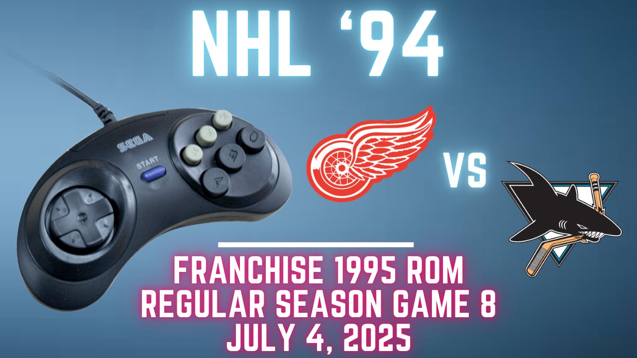 NHL 94 Franchise League (1995) - Red Wings (FlamShelter) at Sharks (Len) {Genesis} Game 8