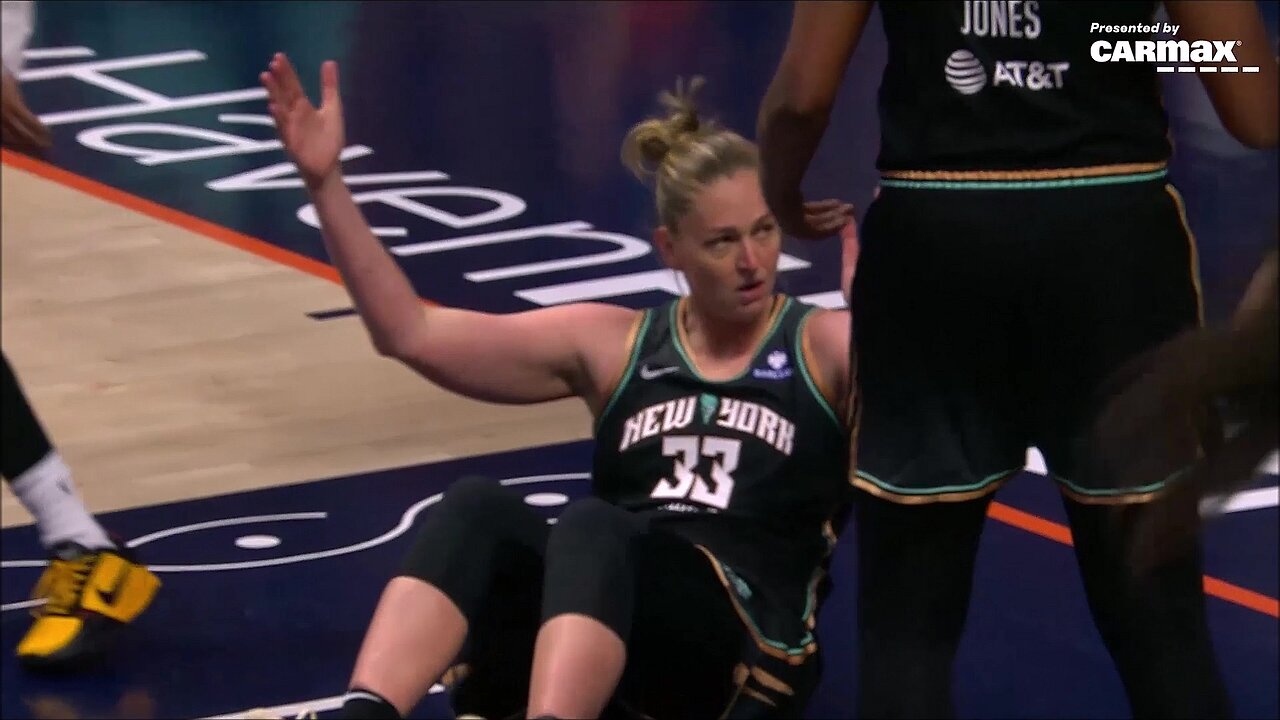 👀 FLAGRANT, Emma Meesseman TAKEN DOWN after blocking shot | New York Liberty WNBA womens basketball