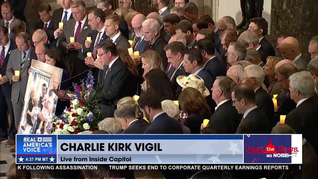 Speaker Johnson prays for Kirks family at vigil