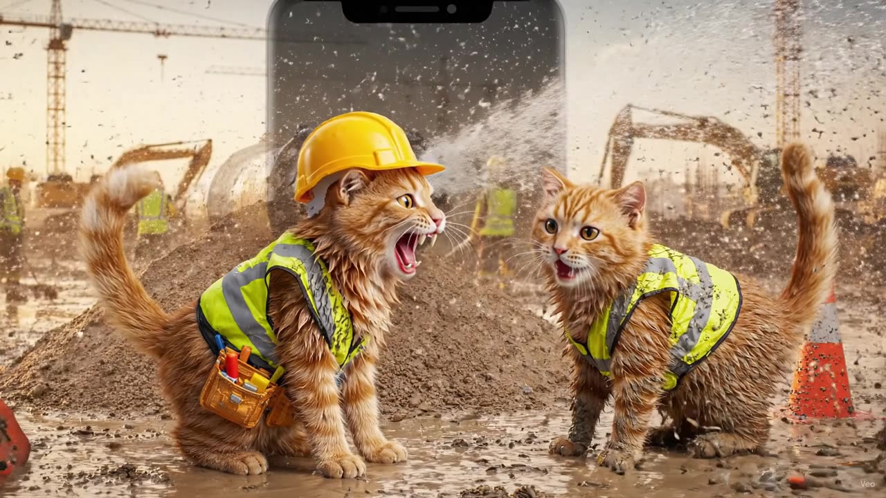 🤣 AI Funny Cats Working Construction! Hilarious Cat Prank Gone Wrong 🐱😂 | Viral Pet Video