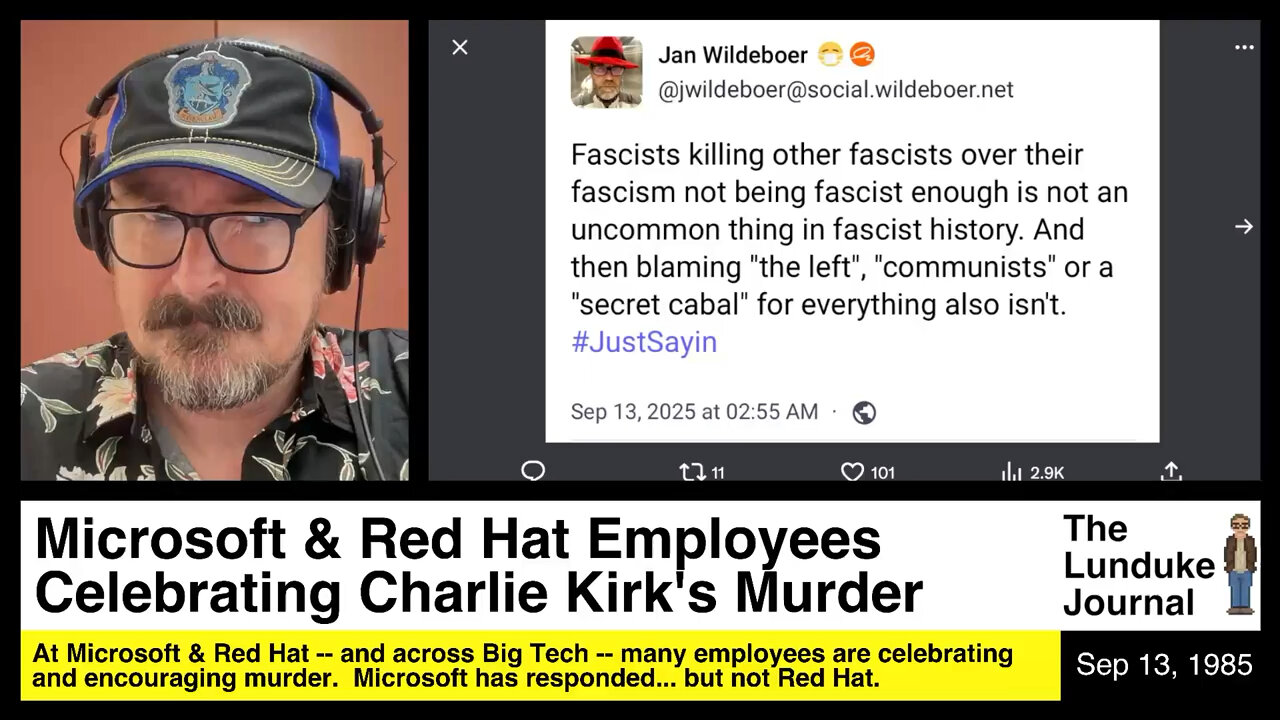 Microsoft & Red Hat Employees Celebrating Charlie Kirks Murder