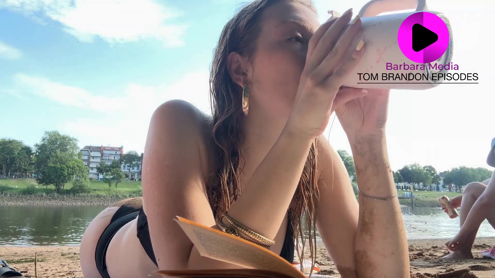 my gf on beach