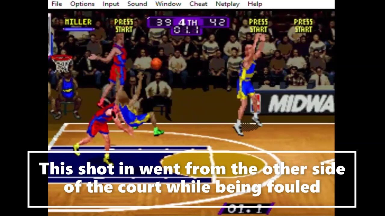 A Crazy Cross court shot while being fouled