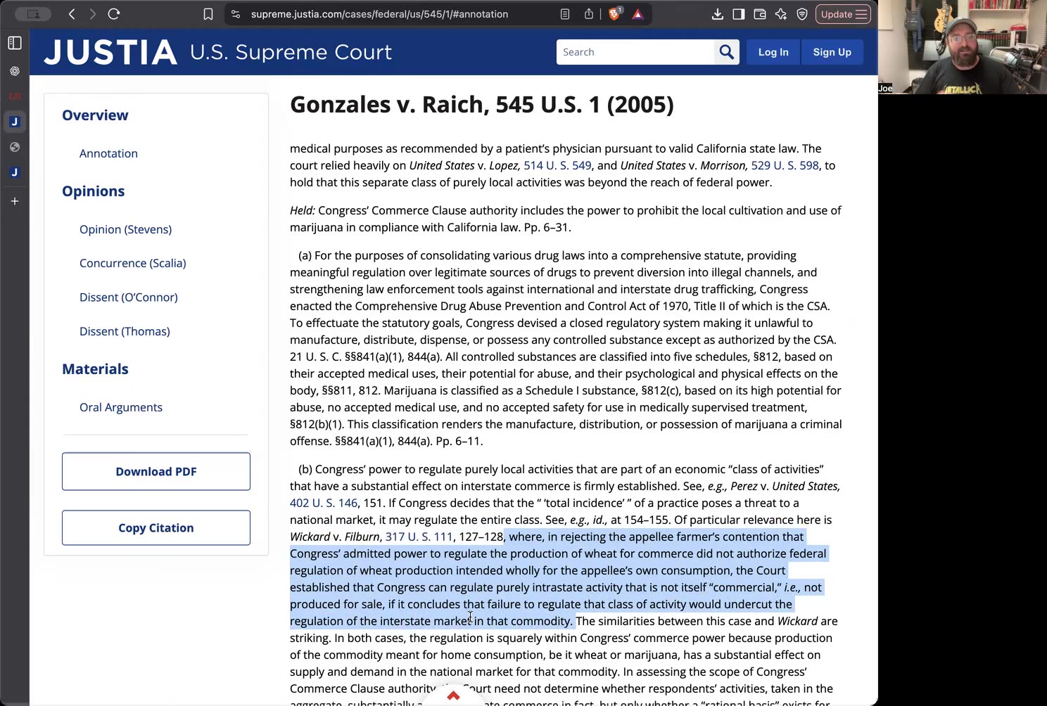 Commerce clause exercised without commerce activity