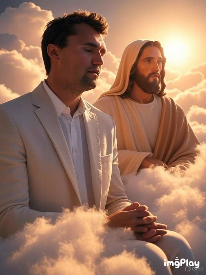 A Picture Of Charlie Kirk With Jesus In Heaven (Charlie Kirk Tribute)