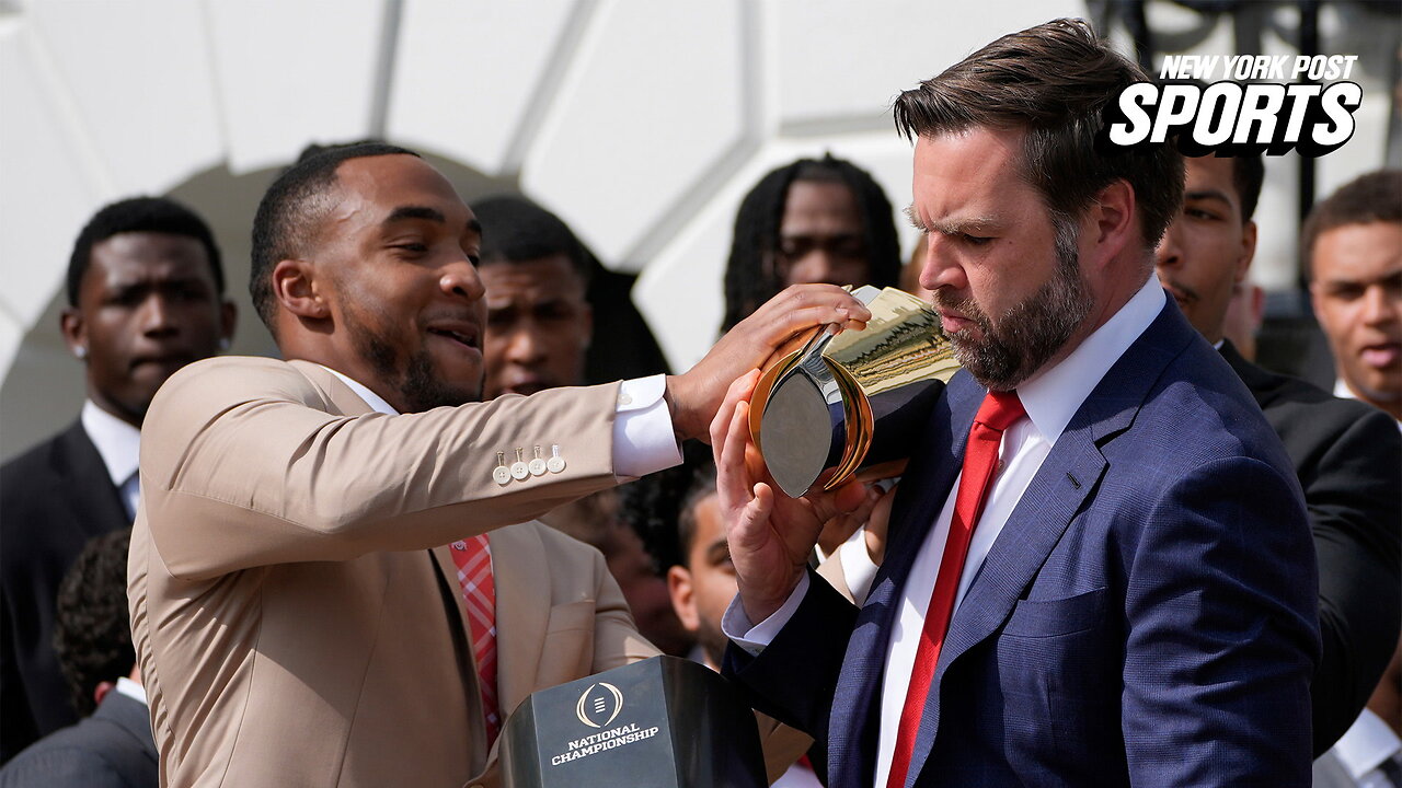 VP JD Vance fumbles Ohio States national championship trophy