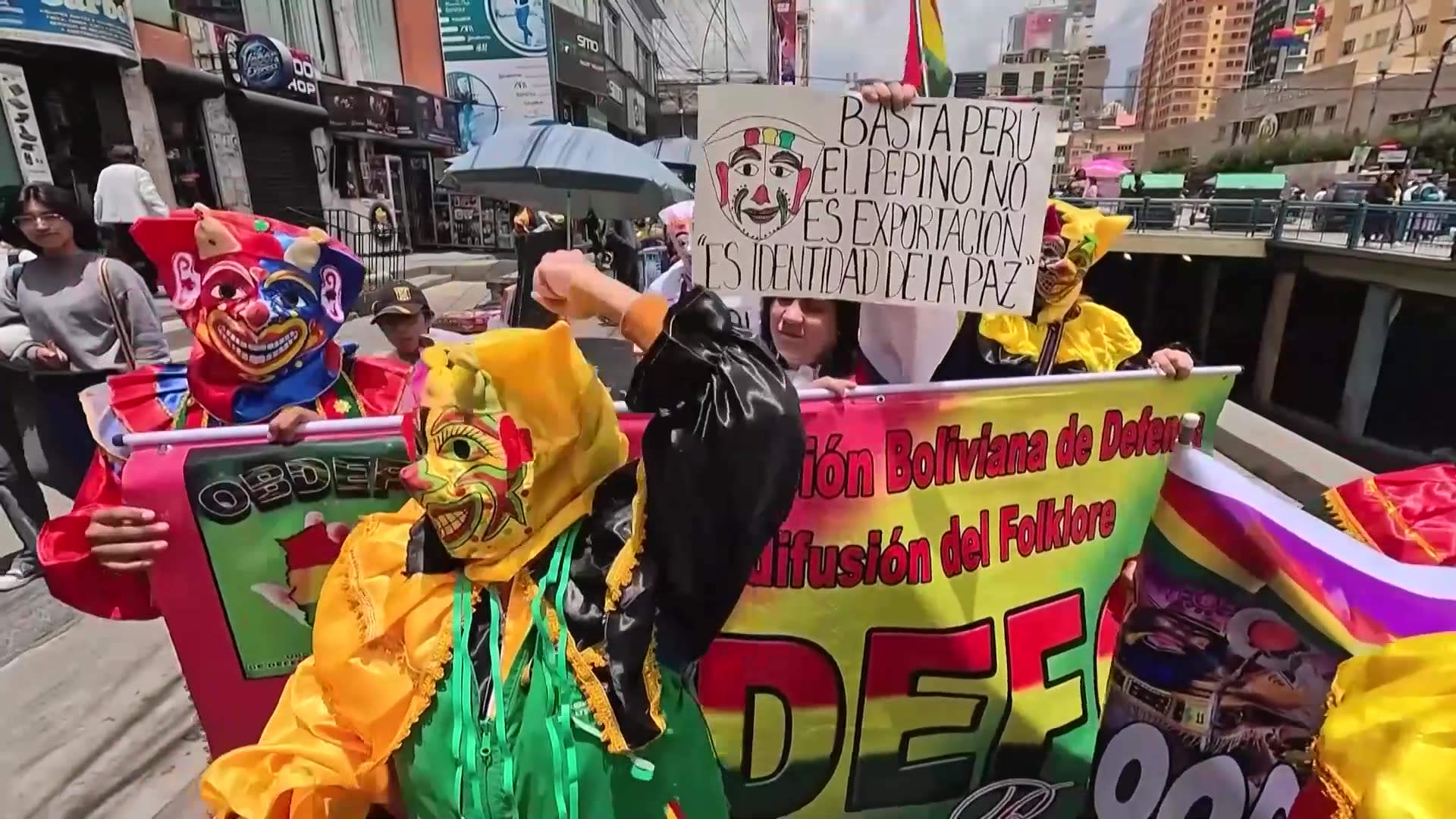 Cucumber, a carnival clown, sparks spat between Bolivia and Peru