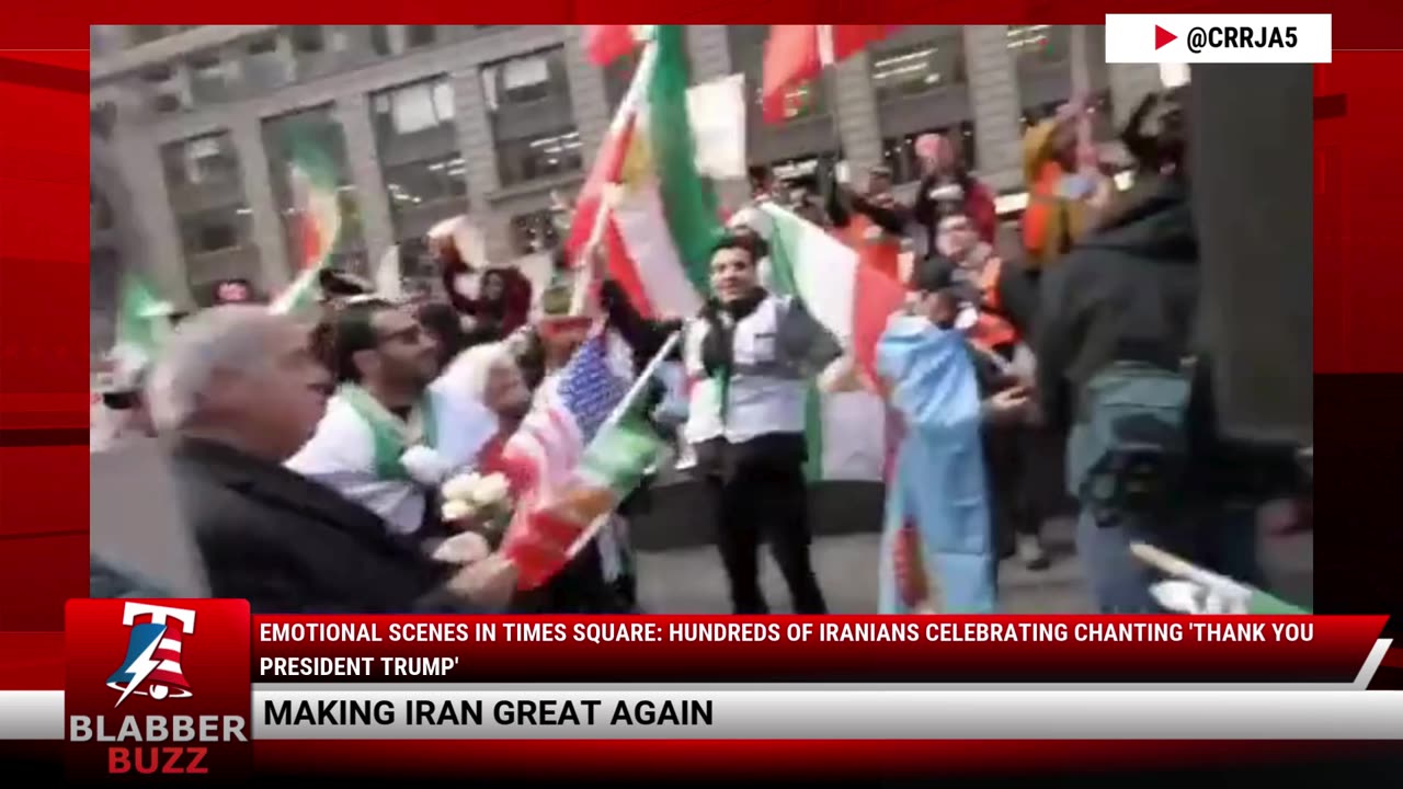 Emotional Scenes In Times Square: Hundreds Of Iranians Celebrating Chanting 'Thank You President Trump'