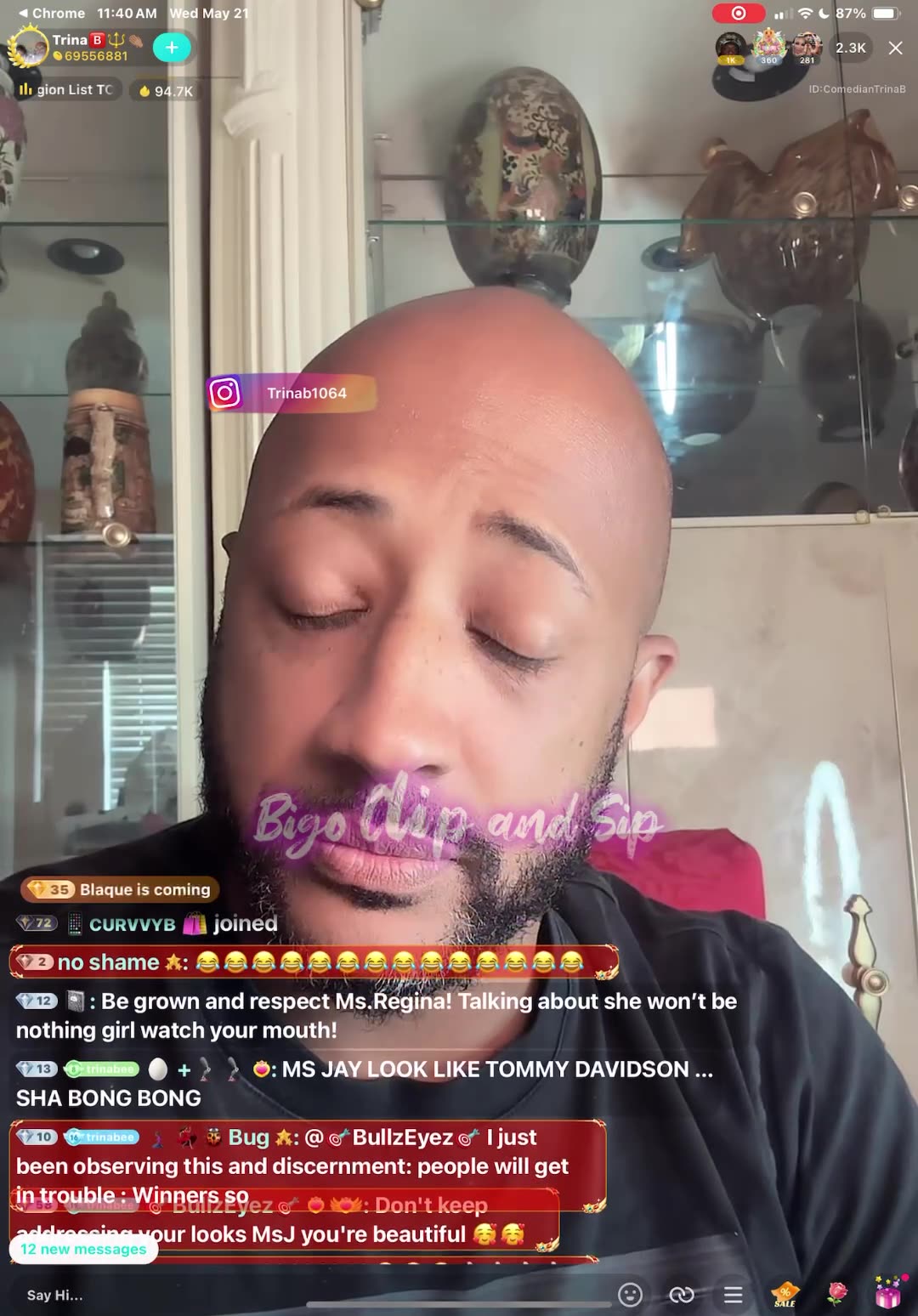 TrinaB talks to the brothers gf about ppl talking about her in the comments 5/21/25 #bigoclipandsip