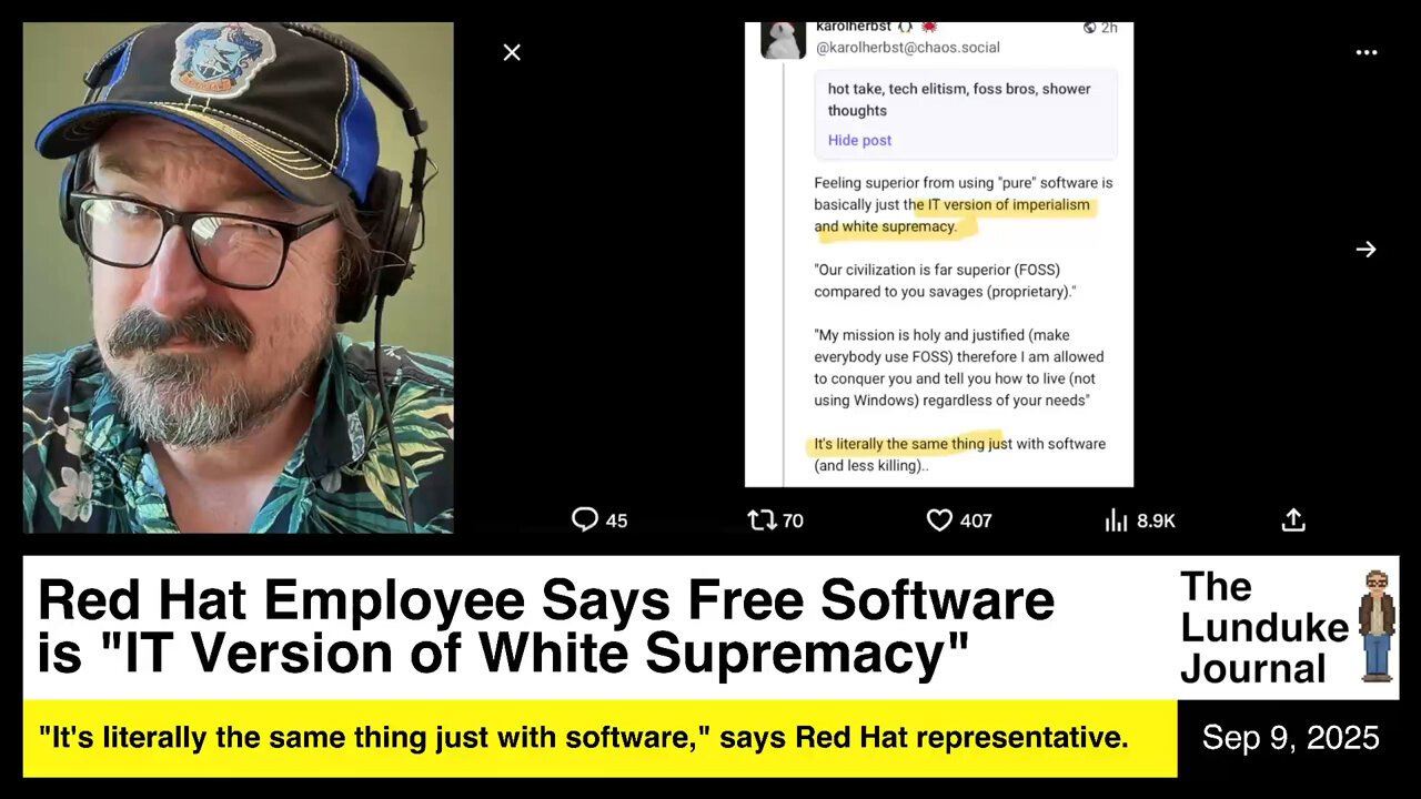 Red Hat Employee Says Free Software is IT Version of White Supremacy