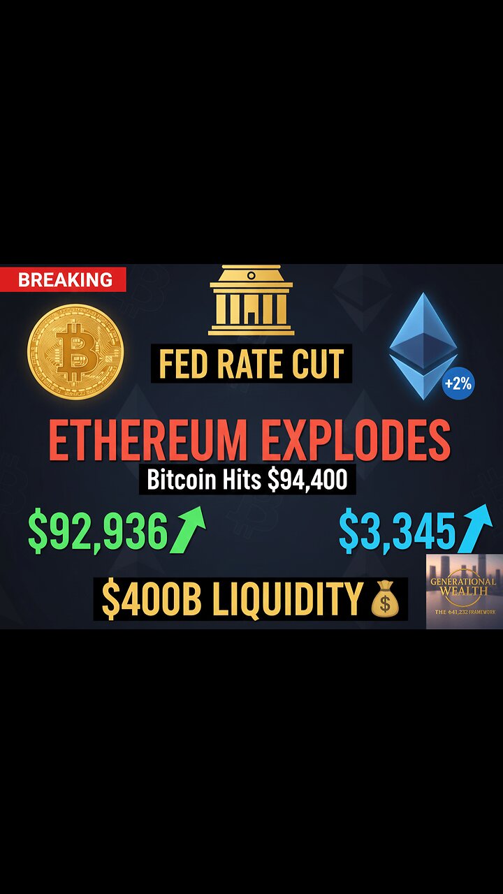 ETHEREUM EXPLODES 7% as Bitcoin Hits $94,400 - $400B Liquidity Coming in January | Fed Rate Cut