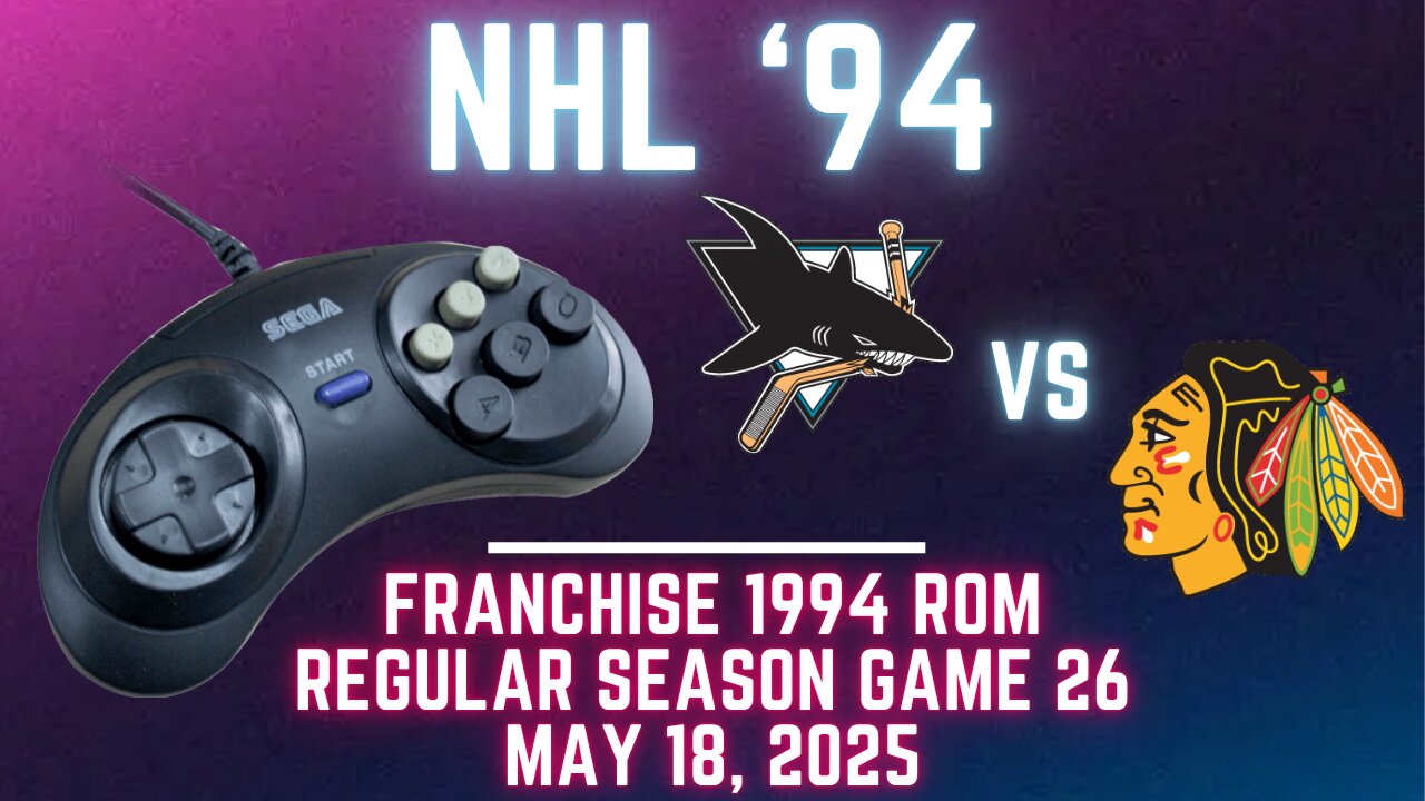 NHL 94 Franchise League (1994) - Sharks (Len) at Blackhawks (DPS) {Genesis} - Game 26 (OT!)