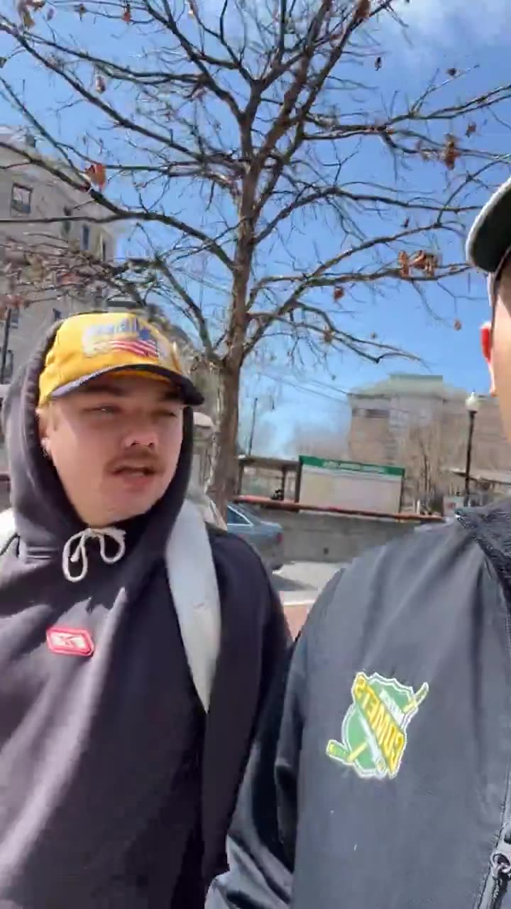 BEANER with painted finger nails calls yt man a Nazi for having a 45 Hat with American Flag