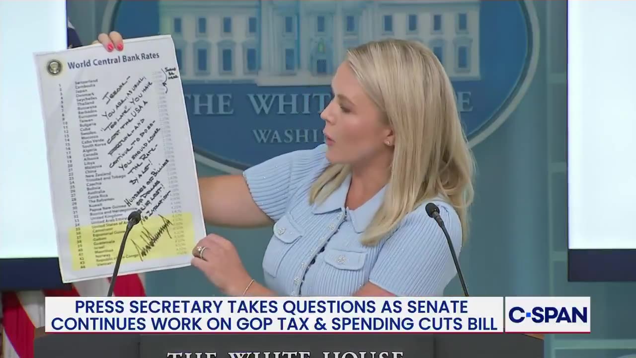 Karoline Leavitt Brings Out Trumps Hand-Written Note During Fiery Presser