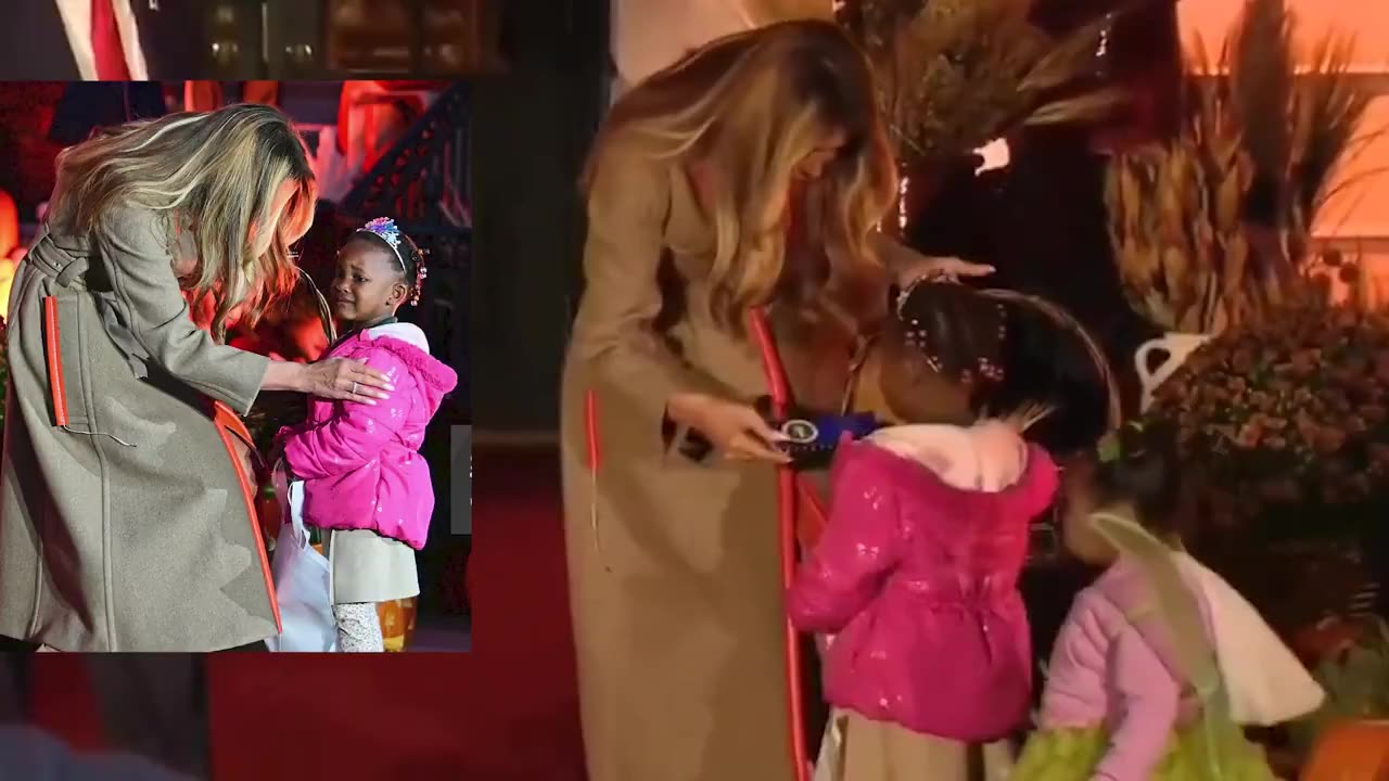 MELANIA TRUMP SHOWS HER TRUE COLORS AT THE WH HALLOWEEN CELEBRATION WARMLY COMFORTING A SCARED LITTLE GIRL
