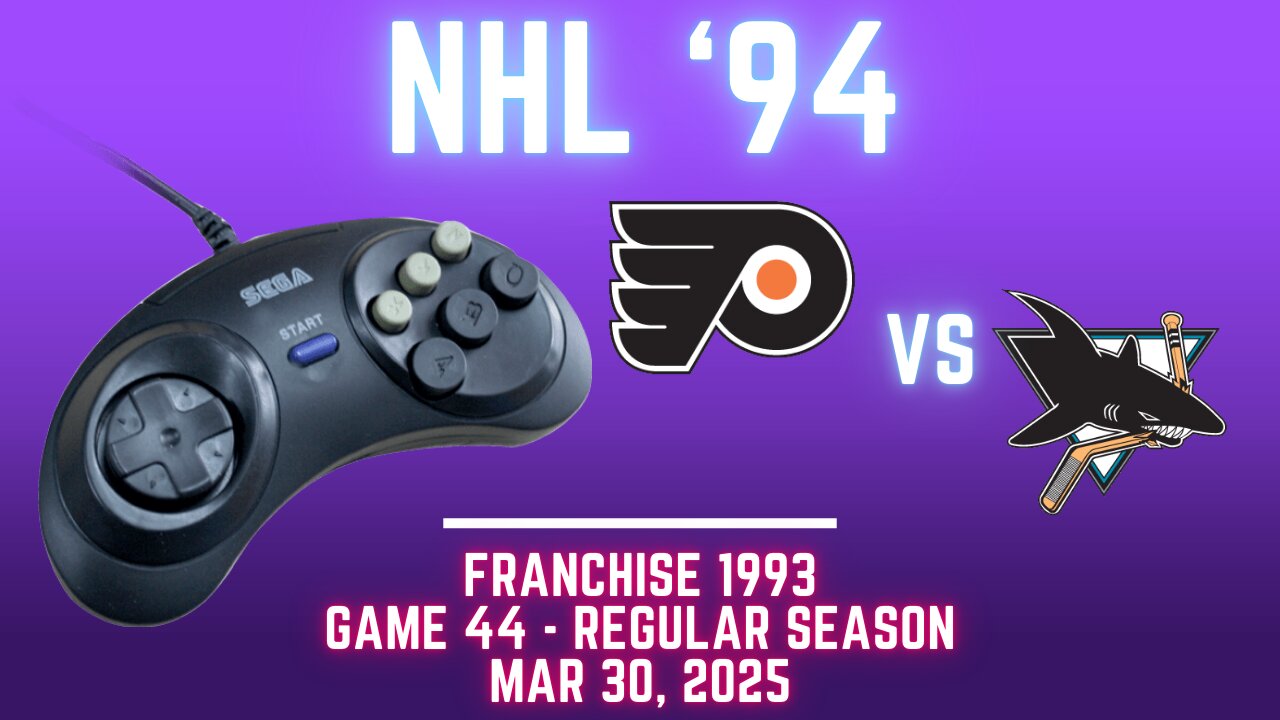 NHL 94 Franchise League (1993) - Flyers at Sharks (Genesis) - Game 44