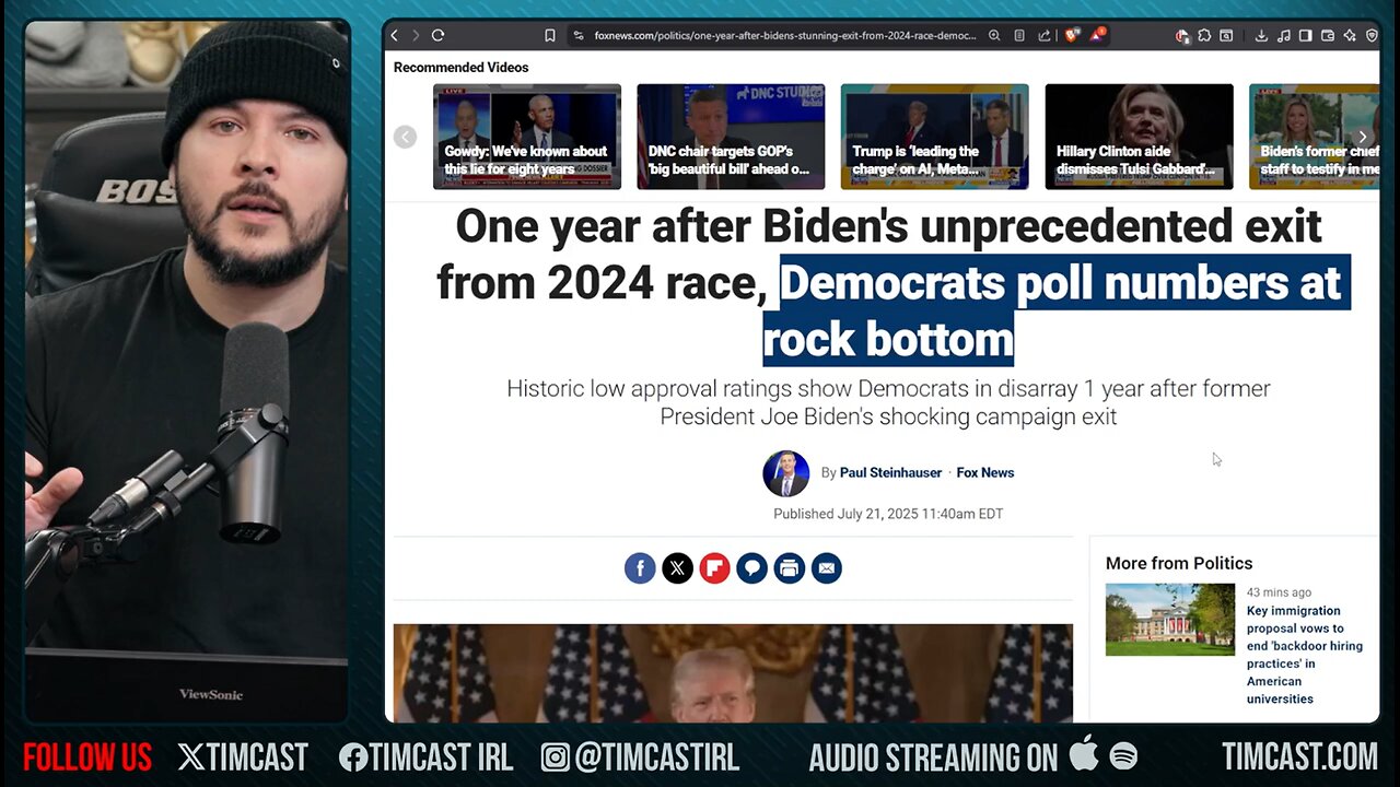🚨BOOM: Democratic Party HAS DIED, Party Approval At HISTORIC LOW, Voters QUITTING, ITS OVER