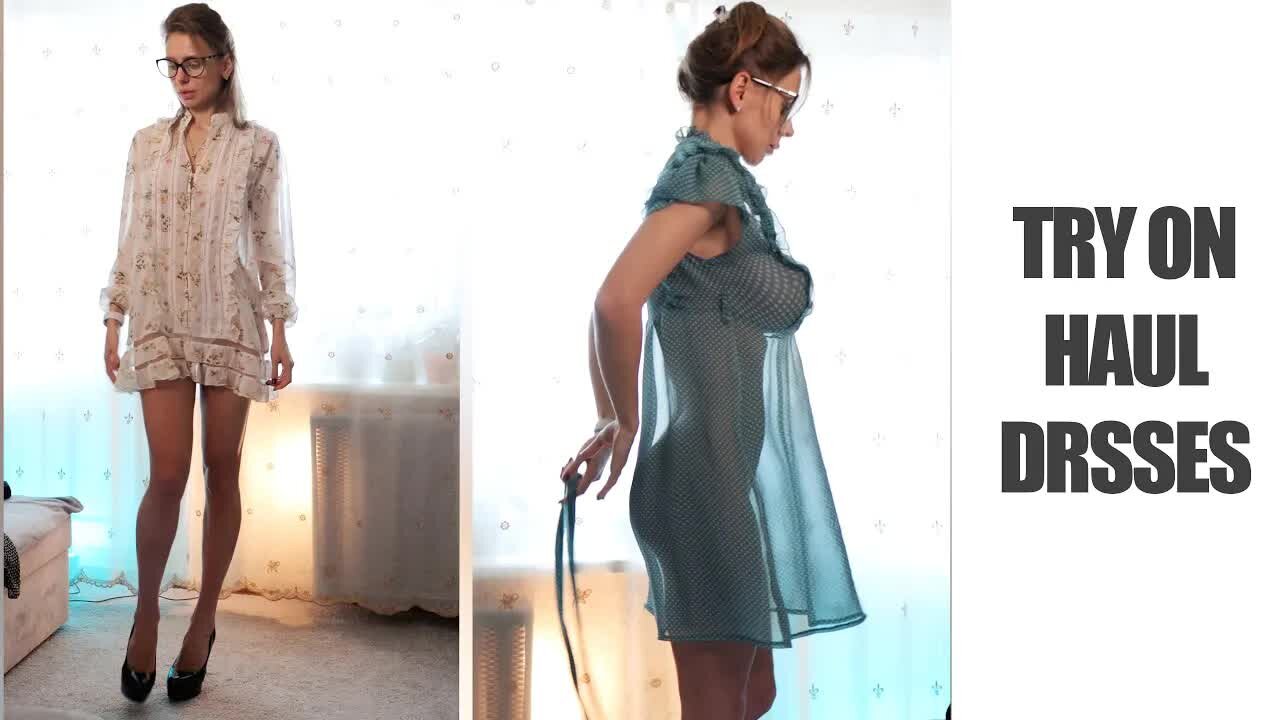 ❤️ Transparent Dresses Try on Haul with Tina on a High Heels